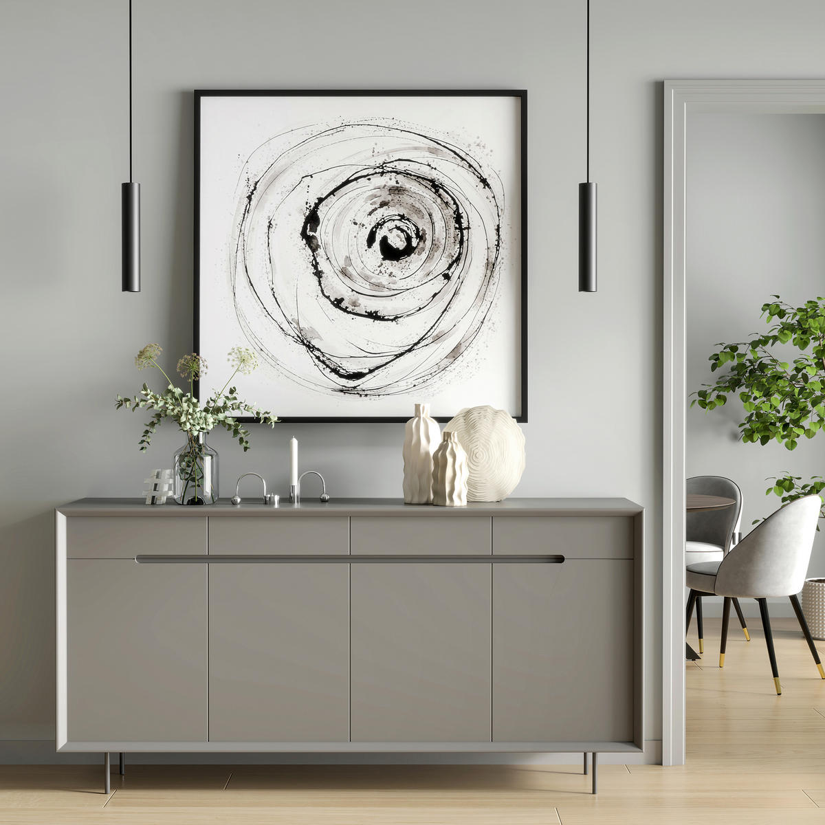 PENDELLEUCHTE CAN 6/6/185 cm   - Schwarz, Design, Metall (6/6/185cm)
