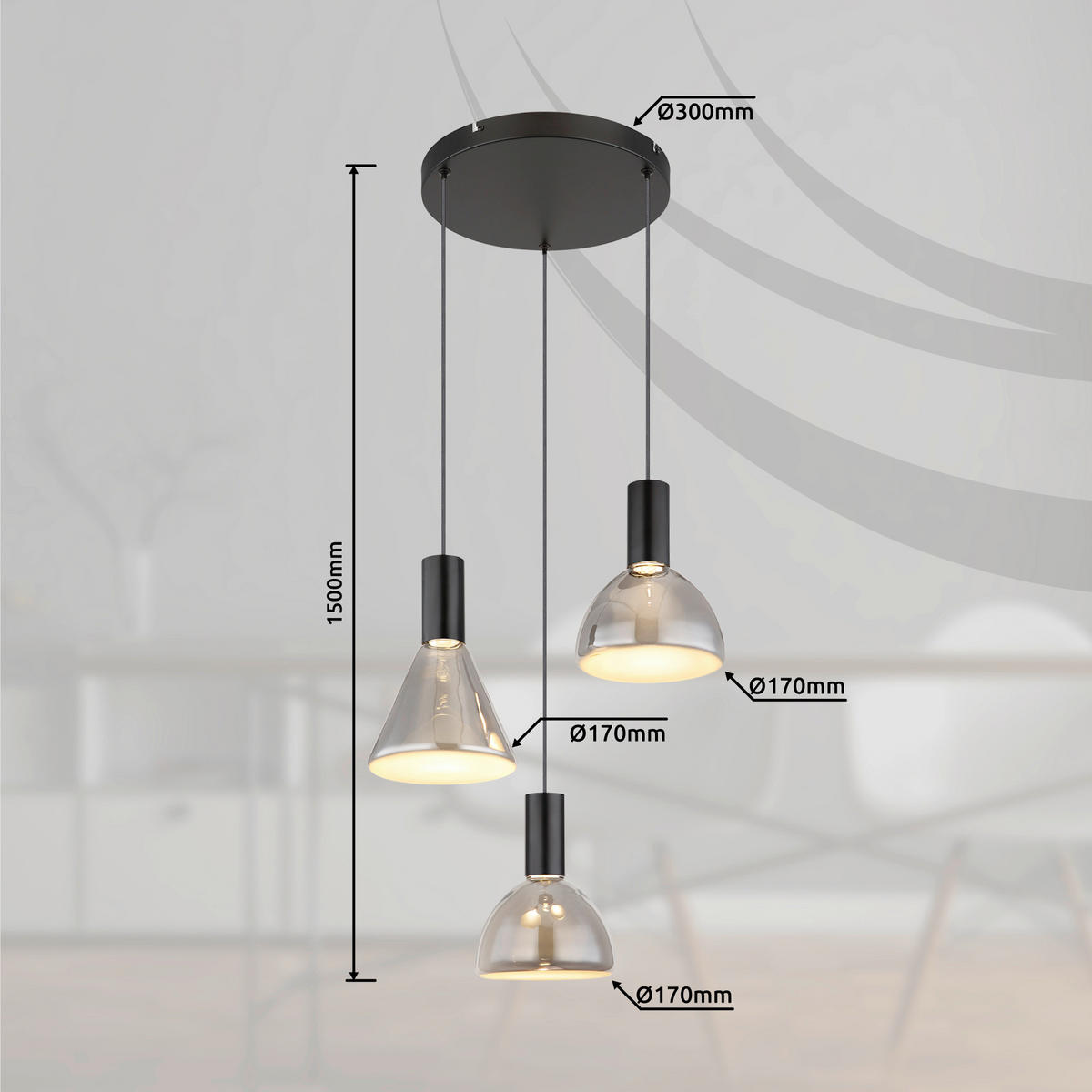 ZÁVĚSNÉ LED SVÍTIDLO, 42/150 cm  - Design (42/150cm) - Globo