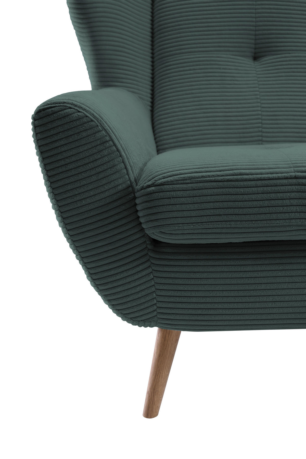3-SITZER-SOFA in Cord Dunkelgrün  - Dunkelgrün/Eichefarben, Design, Holz/Textil (190/102/90cm) - Stylife