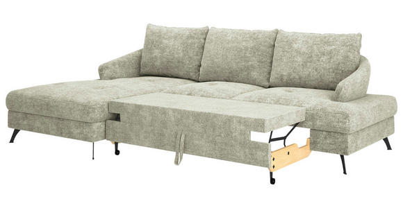 ECKSOFA in Webstoff Hellgrün  - Schwarz/Hellgrün, KONVENTIONELL, Textil/Metall (183/293cm) - Carryhome