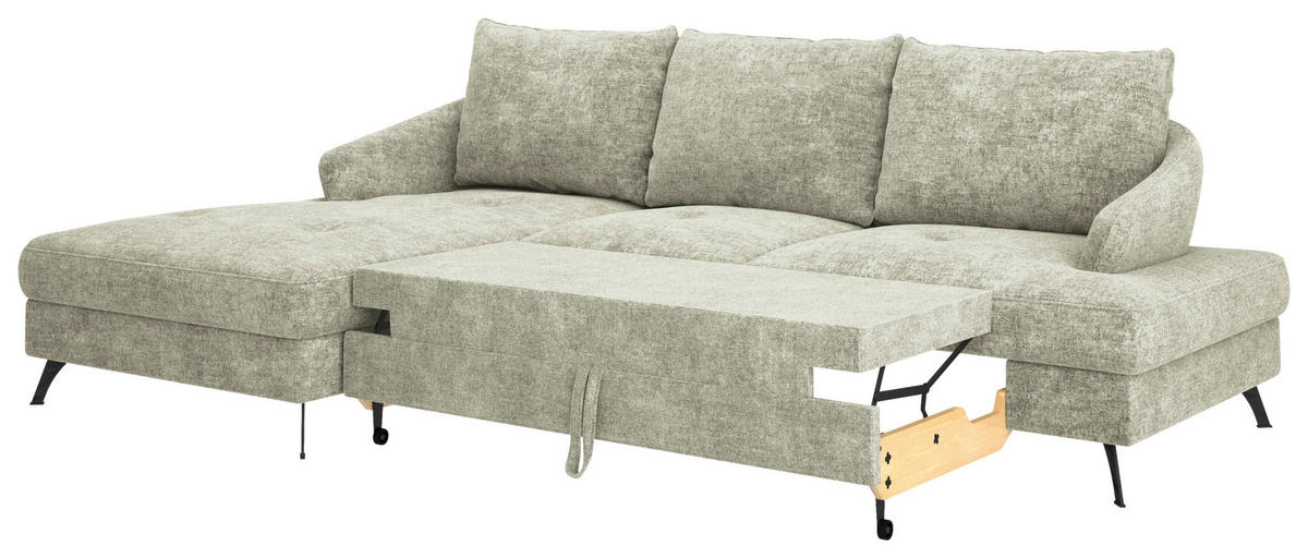 ECKSOFA in Webstoff Hellgrün  - Schwarz/Hellgrün, Konventionell, Textil/Metall (183/293cm) - Carryhome