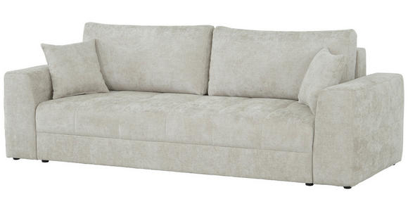 SCHLAFSOFA Struktur Creme  inkl. Zierkissen, Rückenkissen, Bettkasten, Schlaffunktion, Rücken echt  - Creme/Schwarz, KONVENTIONELL, Kunststoff/Textil (253/87/102cm) - Xora