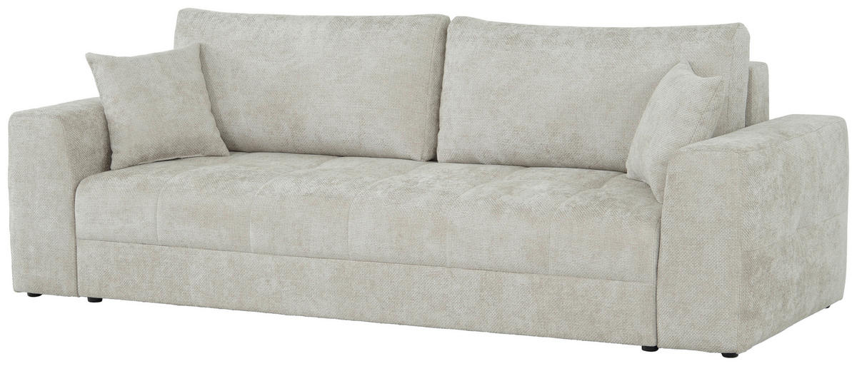 SCHLAFSOFA Struktur Creme  inkl. Zierkissen, Rückenkissen, Bettkasten, Schlaffunktion, Rücken echt  - Creme/Schwarz, KONVENTIONELL, Kunststoff/Textil (253/87/102cm) - Xora