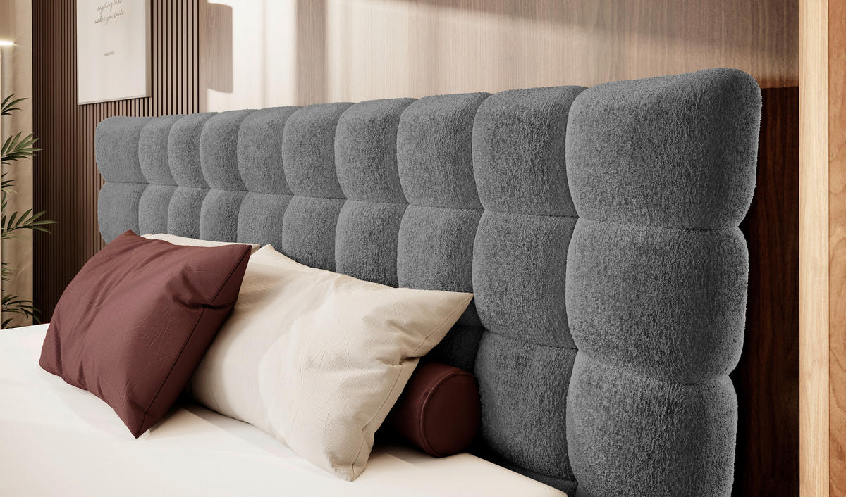 BOXSPRING-ÁGY 180/200 cm  antracit  - fekete/antracit, Design, faalapú anyag/textil (180/200cm) - Esposa
