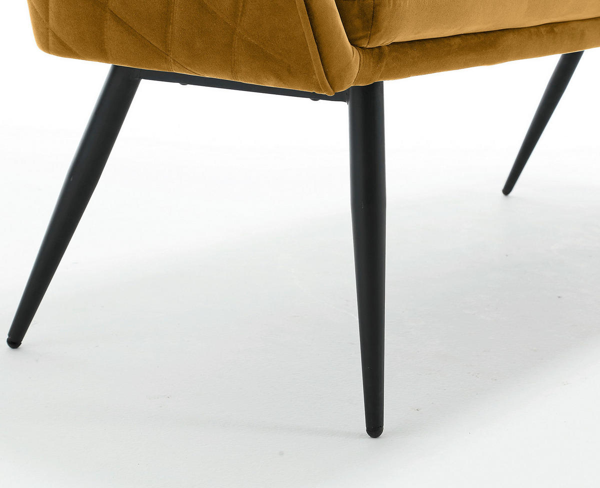 SITZBANK 160/85/61 cm Samt Senfgelb Metall  - Senfgelb/Schwarz, MODERN, Textil/Metall (160/85/61cm) - Livetastic