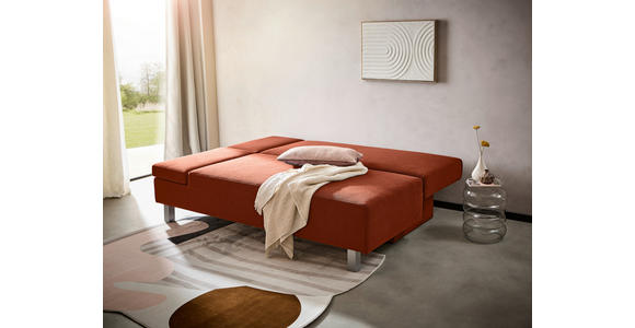 SCHLAFSOFA Flachgewebe Kupferfarben  - Chromfarben/Kupferfarben, Design, Holz/Textil (205/77-93/99cm) - Novel