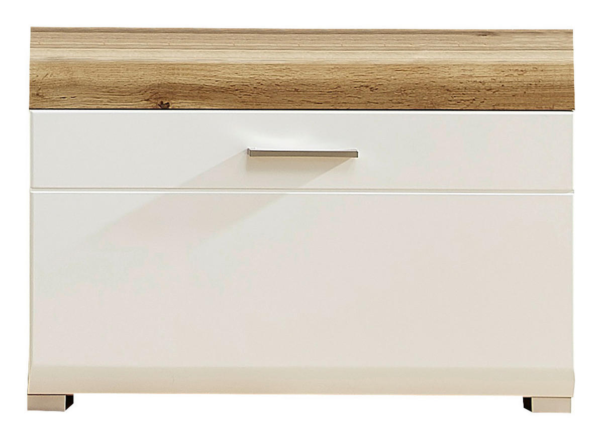 NISKA KOMODA   80/51/47 cm   bijela, boje hrasta   - bijela/srebrne boje, Design, drvni materijal/metal (80/51/47cm) - Hom`in