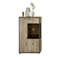 VITRINE in Schwarz, Eichefarben  - Eichefarben/Schwarz, KONVENTIONELL, Glas/Holzwerkstoff (80/144/40cm) - Livetastic