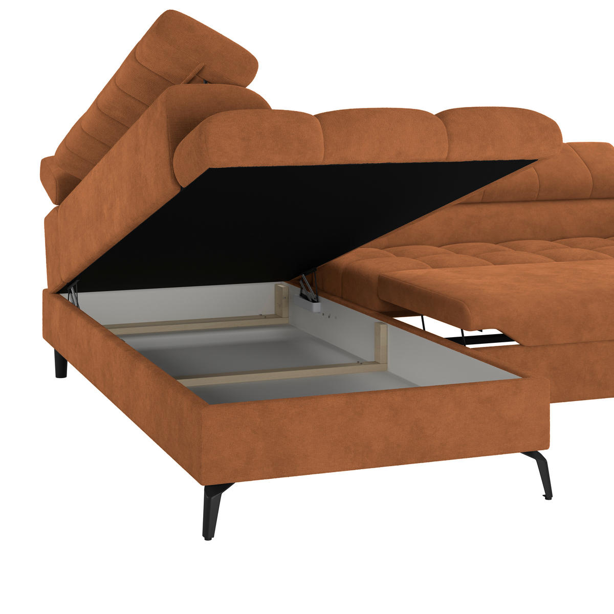 ECKSOFA Rostfarben  - Rostfarben/Schwarz, Trend, Kunststoff/Textil (203/261cm) - Livetastic