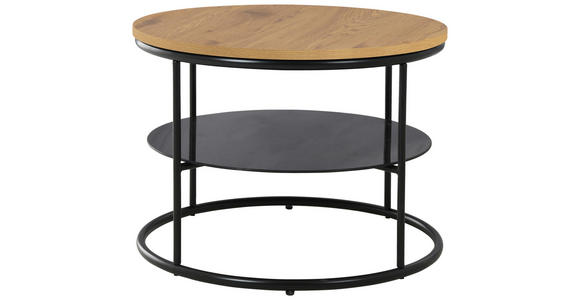 COUCHTISCH ESG 60/60/45 cm rund Schwarz, Eichefarben - Eichefarben/Schwarz, Design, Glas/Holzwerkstoff (60/60/45cm) - Carryhome