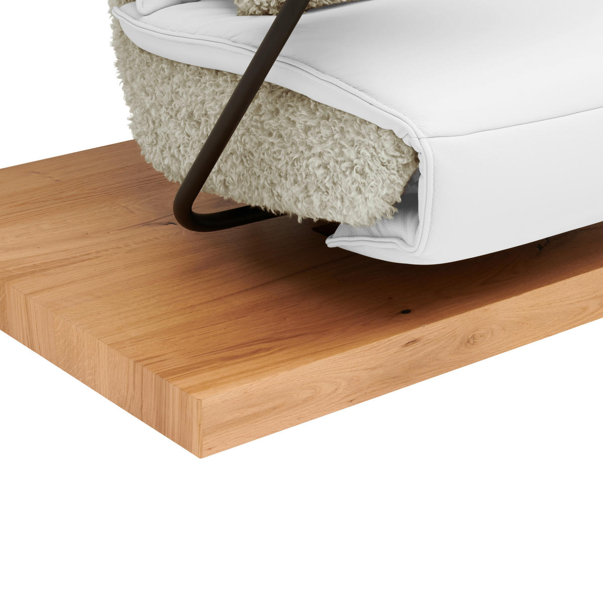 2-SITZER-SOFA Hochflor Echtleder Weiss  - Weiss/Schwarz, Design, Leder/Holz (240/65/104cm) - Koinor