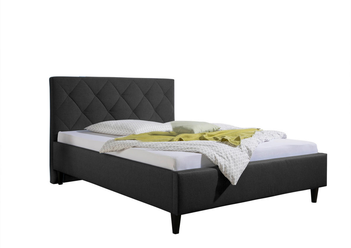 POLSTERBETT 100/200 cm,  in Anthrazit,  - Anthrazit/Schwarz, MODERN, Holz/Textil (100/200cm) - Livetastic