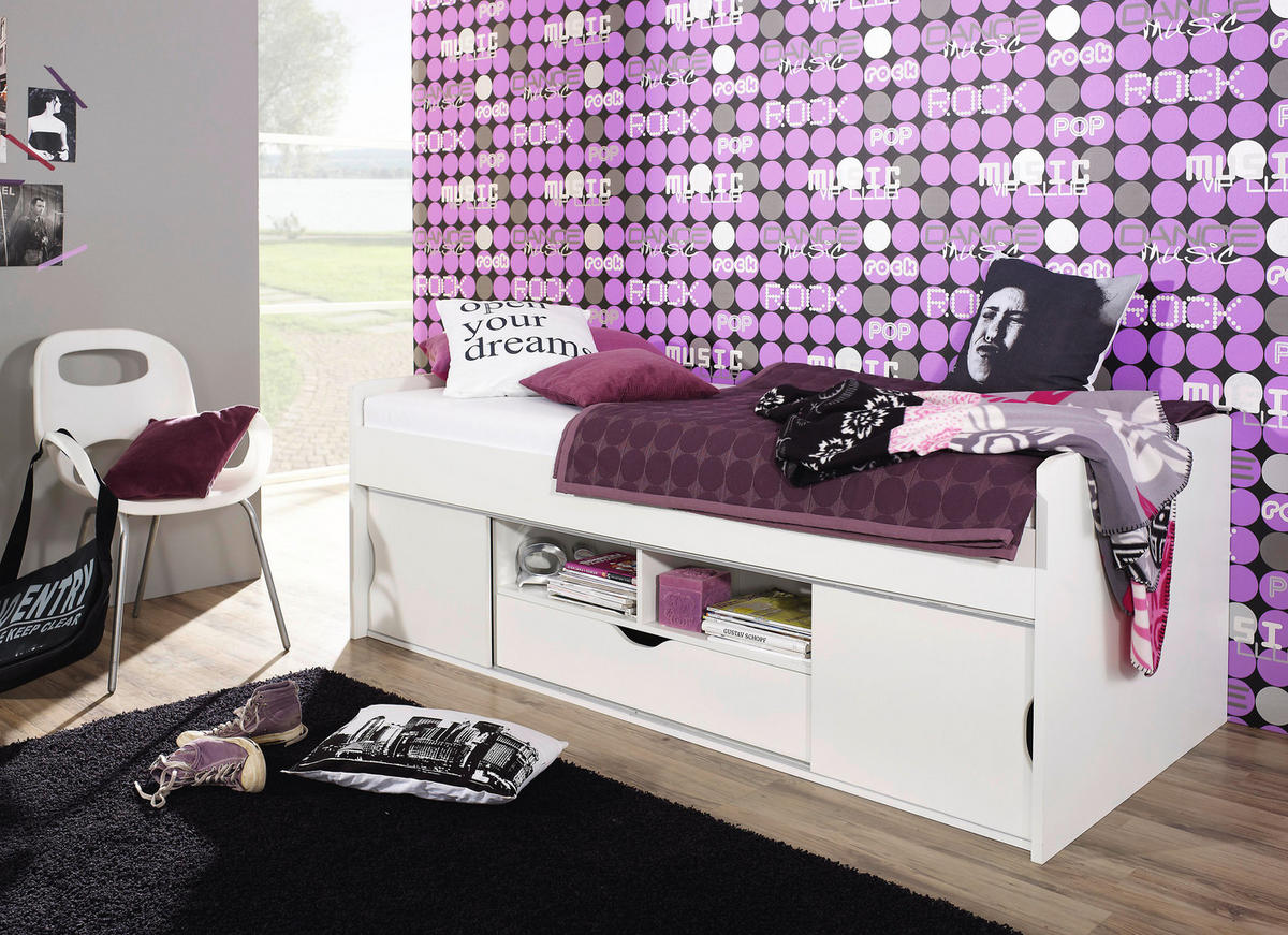 POSTEĽ S ÚLOŽNÝM PRIESTOROM, 90/200 cm biela - biela, Modern, kompozitné drevo (90/200cm) - MID.YOU