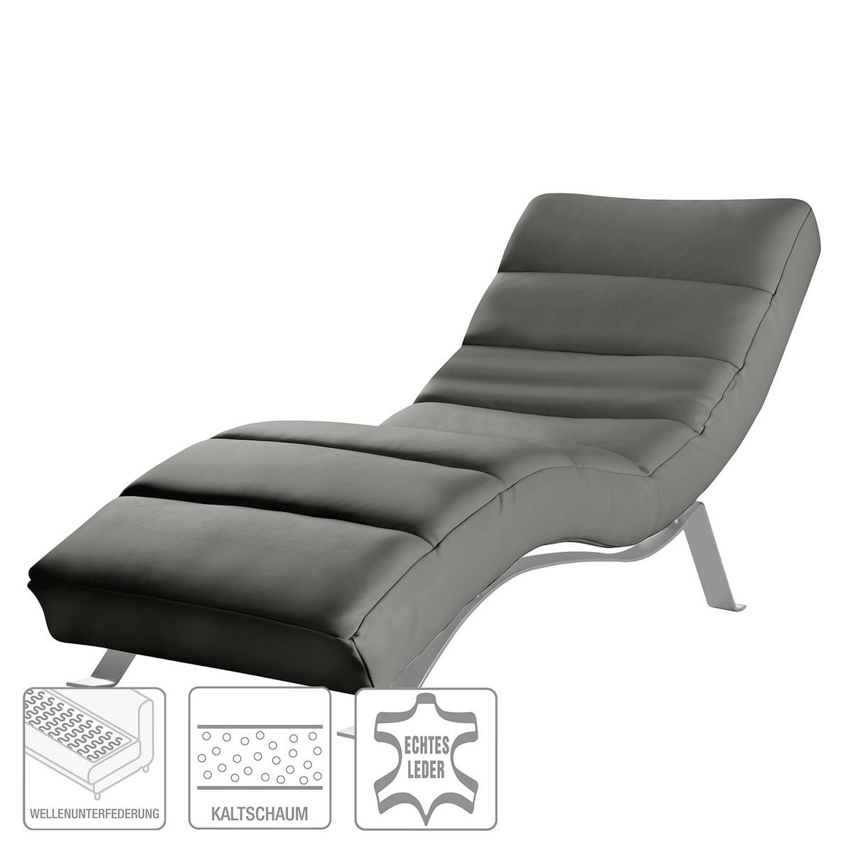 RELAXLIEGE Echtleder Anthrazit  - Anthrazit/Silberfarben, Design, Leder/Metall (65/65-95/171cm) - Livetastic