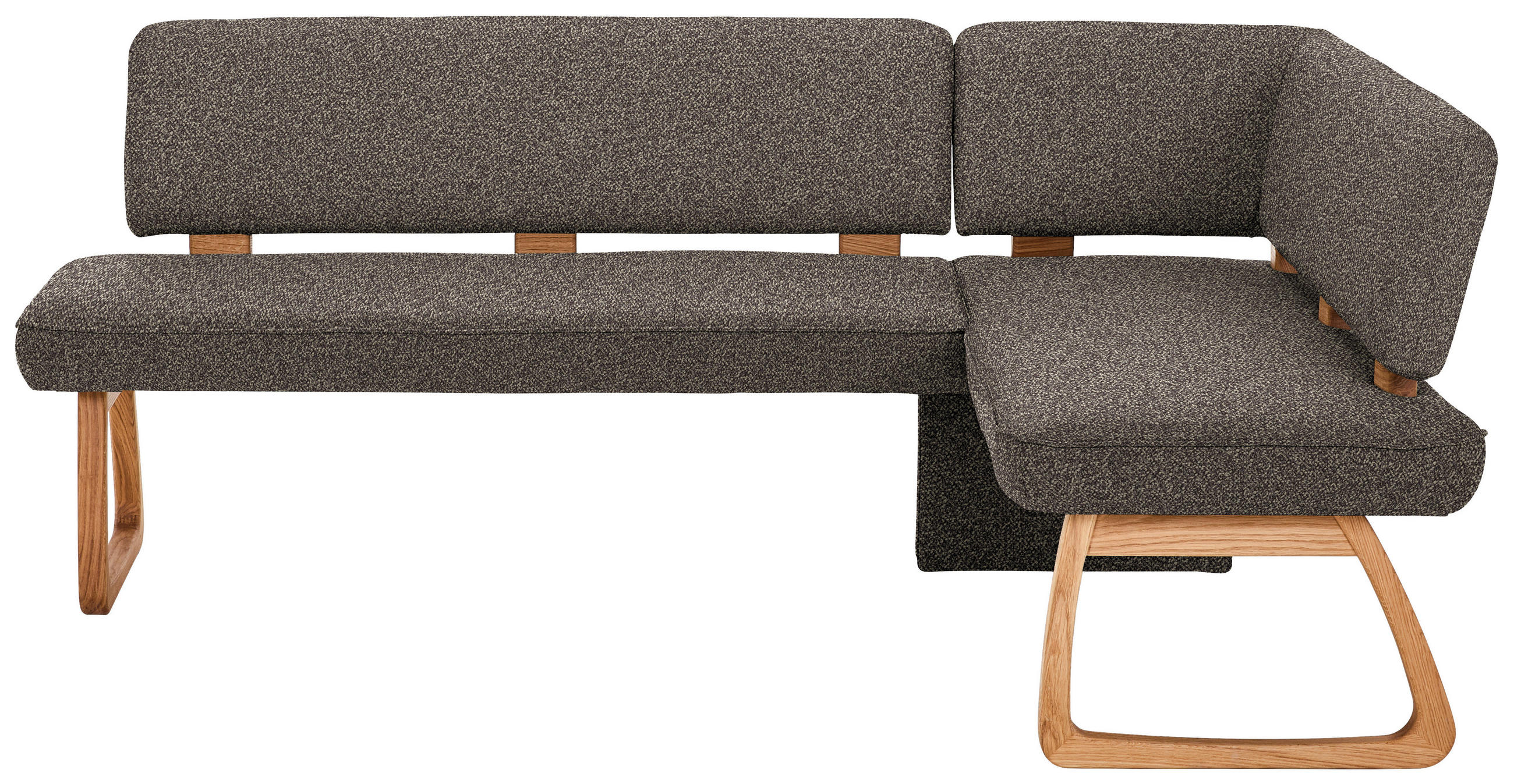 ECKBANK 208/155 cm Webstoff, Mikrofaser Grau Eiche vollmassiv   - Grau, KONVENTIONELL, Holz/Textil (208/155cm) - Venda