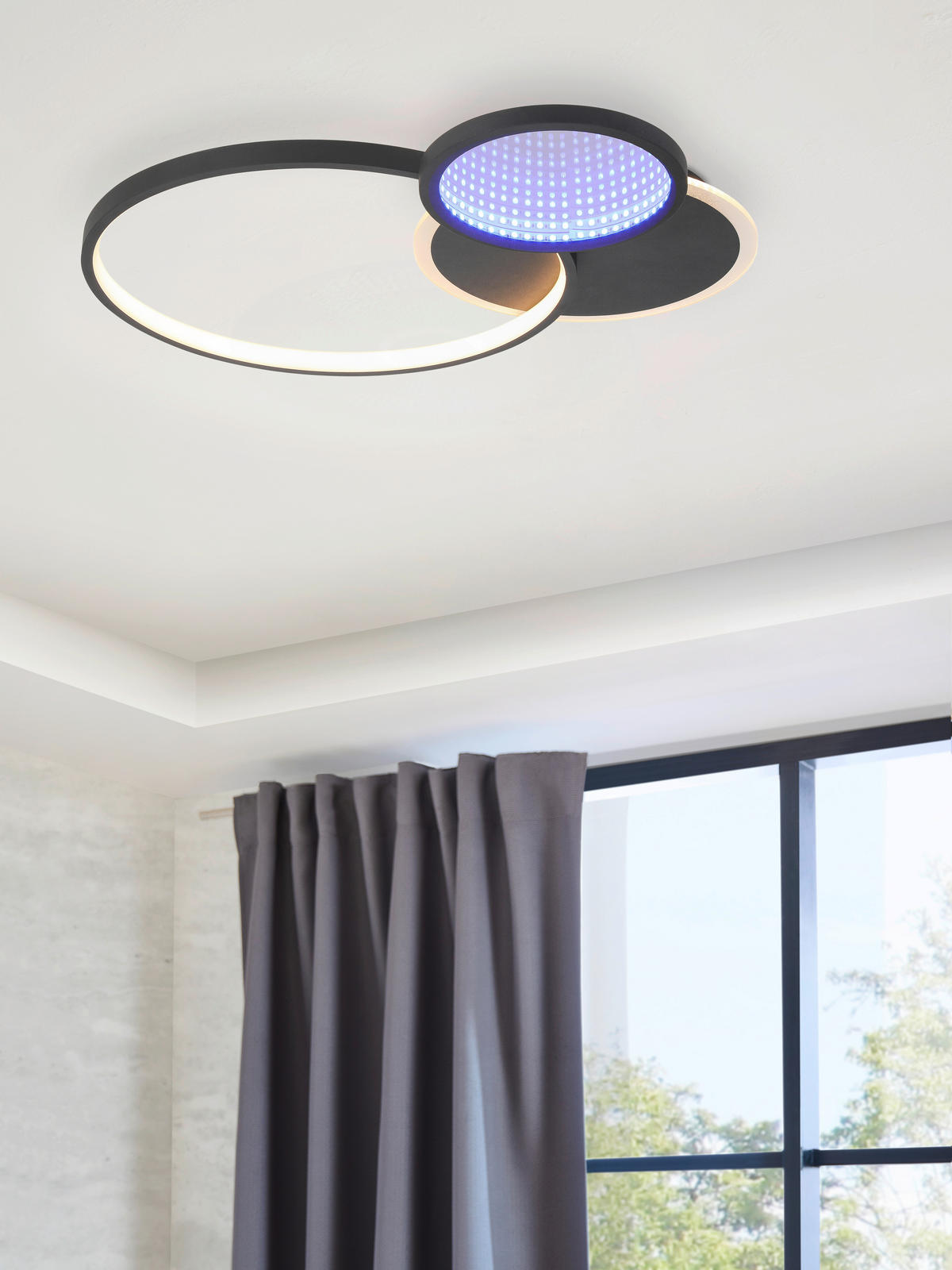 PLAFONIERĂ CU LED - negru, Lifestyle, plastic/metal (55/45/7,5cm) - Novel