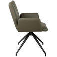 ARMLEHNSTUHL  Sitzfläche 360° drehbar, automatische Rückholfunktion  Echtleder  - Schwarz/Grün, Design, Leder/Holz (62/87/63cm) - Valnatura