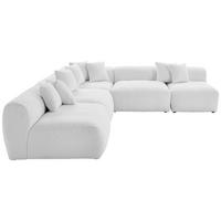 ECKSOFA in Flachgewebe, Teddystoff Weiss  - Weiss, Trend, Textil (315/300cm) - Livetastic
