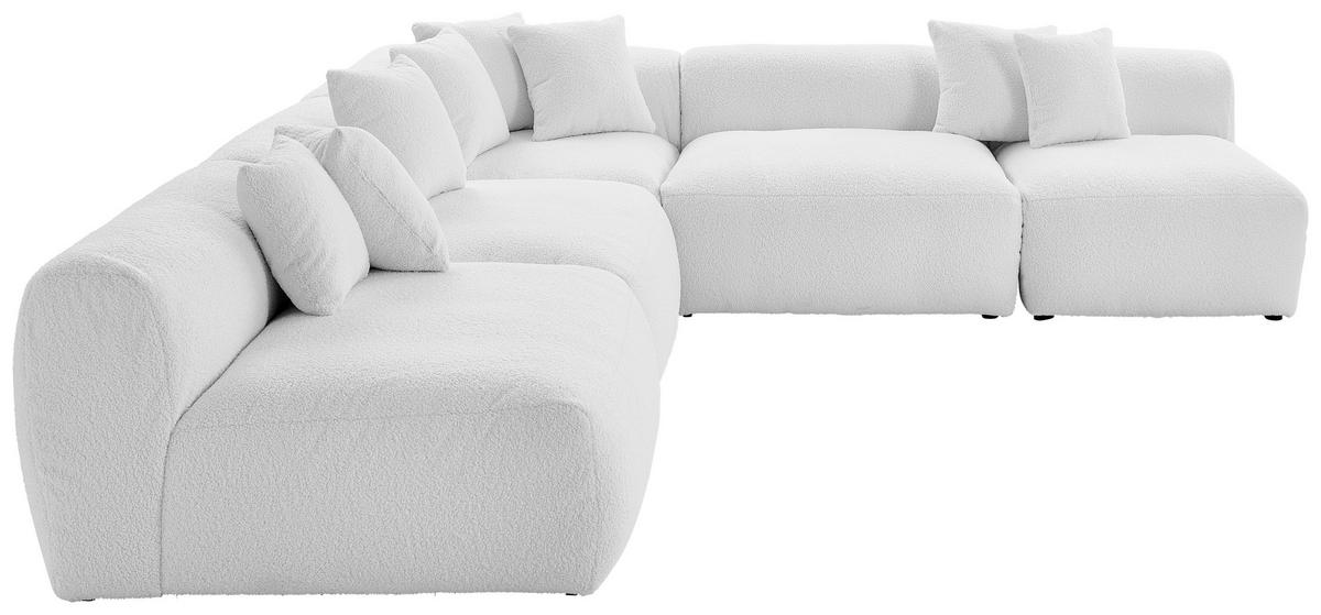 ECKSOFA in Flachgewebe, Teddystoff Weiss  - Weiss, Trend, Textil (315/300cm) - Livetastic