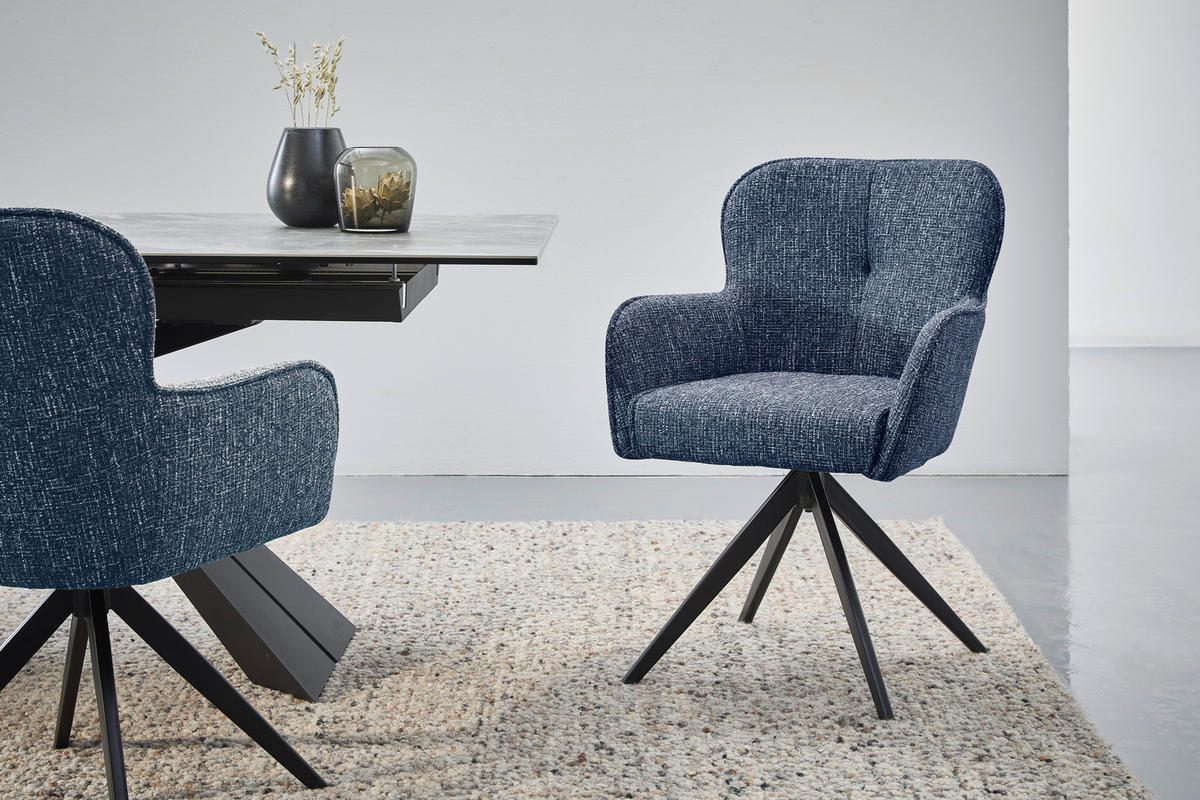 KAROSSZÉK kék, fekete  - fekete/kék, Design, textil/fém (62/88/65cm) - Novel