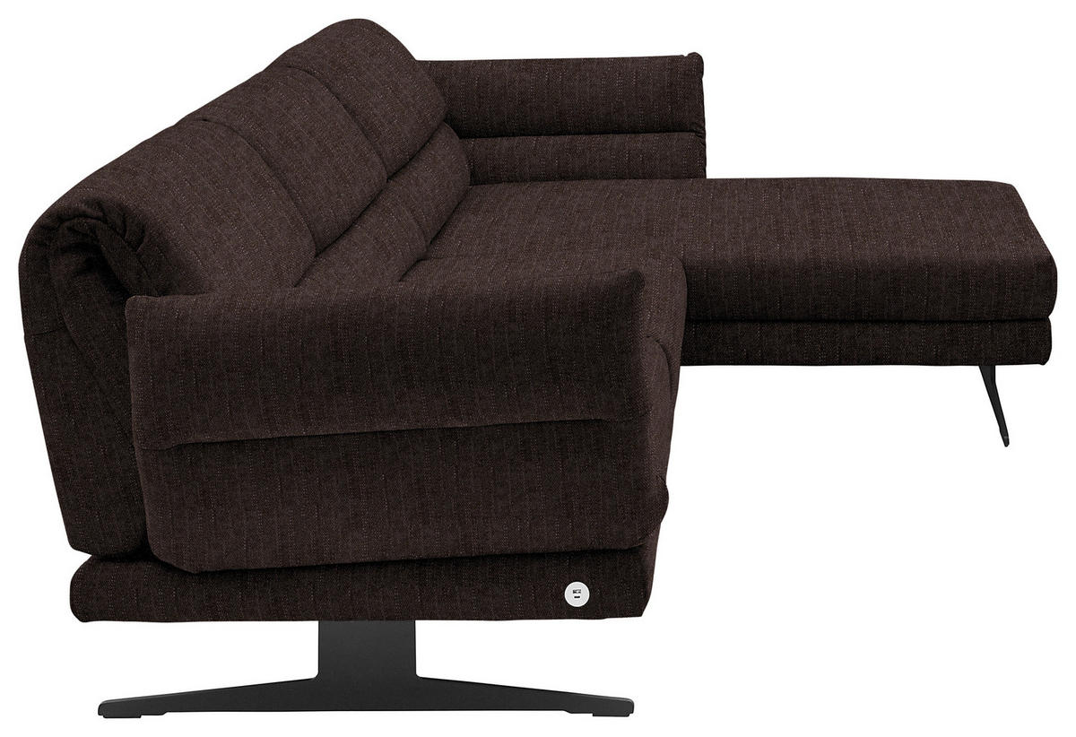 ECKSOFA in Flachgewebe Braun  279-327/176-217 cm  - Schwarz/Braun, Design, Textil/Metall (279-327/176-217cm) - Dieter Knoll