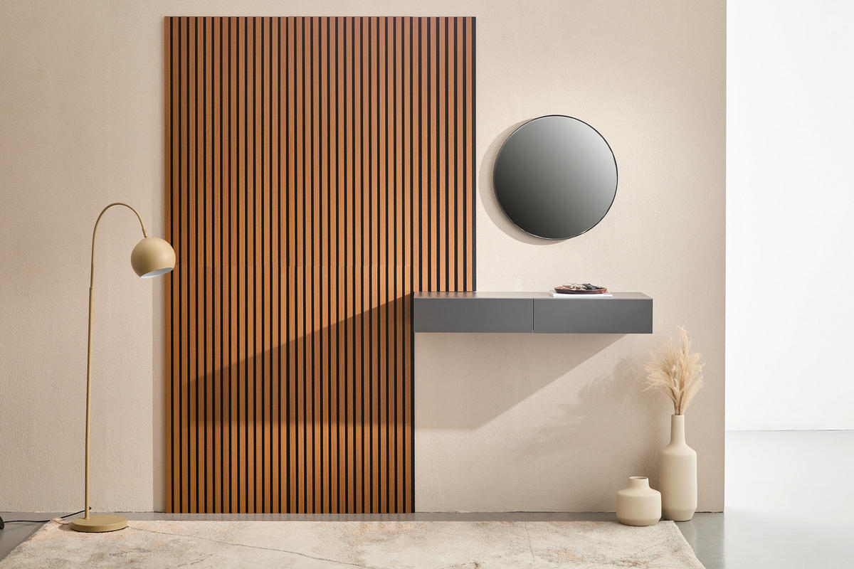 AKUSTICKÝ PANEL 60/120/2,1 cm   - černá/barvy vlašských ořechů, Basics, kompozitní dřevo/plast (60/120/2,1cm) - Boxxx