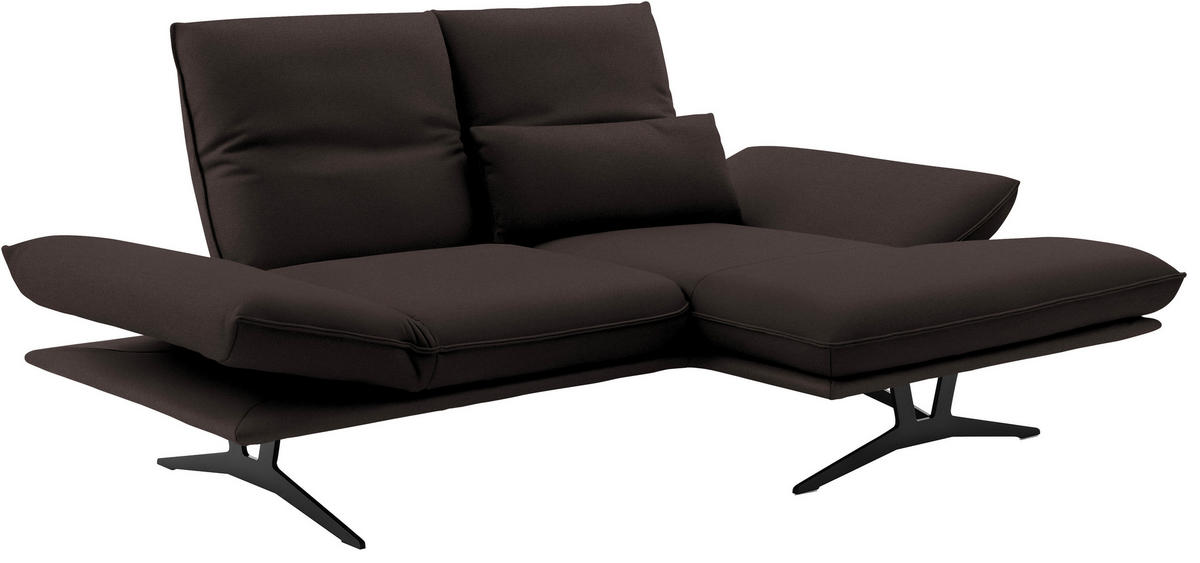 ECKSOFA in Echtleder Braun  - Schwarz/Braun, Design, Leder/Metall (210/130cm) - Dieter Knoll