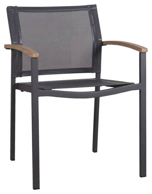 STAPELSESSEL Teakholz Aluminium Graphitfarben, Schwarz, Teakfarben - Graphitfarben/Schwarz, Design, Holz/Textil (56/91/60cm) - Zebra Süd