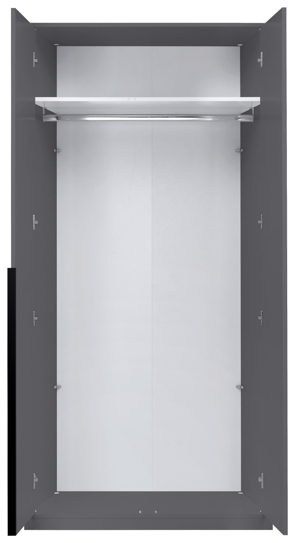 DREHTÜRENSCHRANK 93/211/53 cm,  in Graphitfarben, 2-türig  - Graphitfarben/Schwarz, MODERN, Holzwerkstoff/Metall (93/211/53cm) - MID.YOU