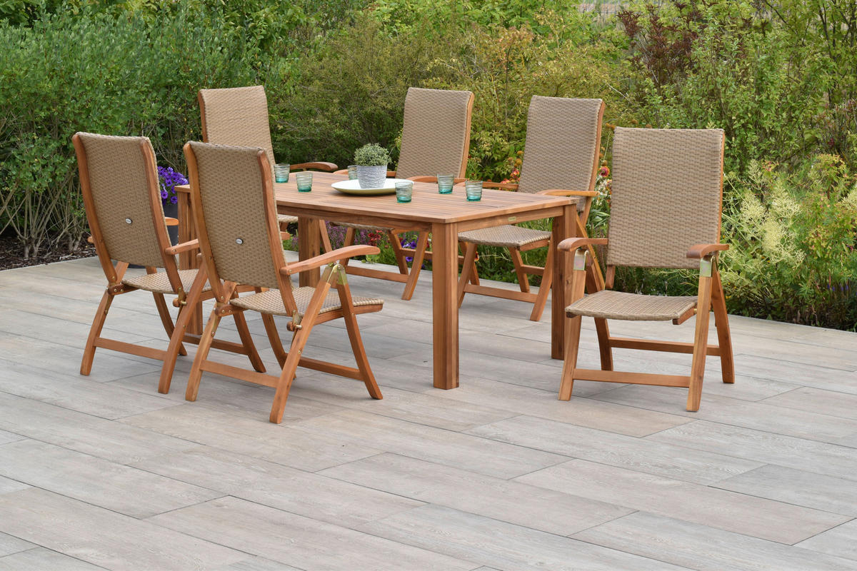 SÚPRAVA ZÁHRADNÉHO NÁBYTKU 7-dielne, drevo, plast - prírodná farba, Modern, drevo/plast - Gardenson