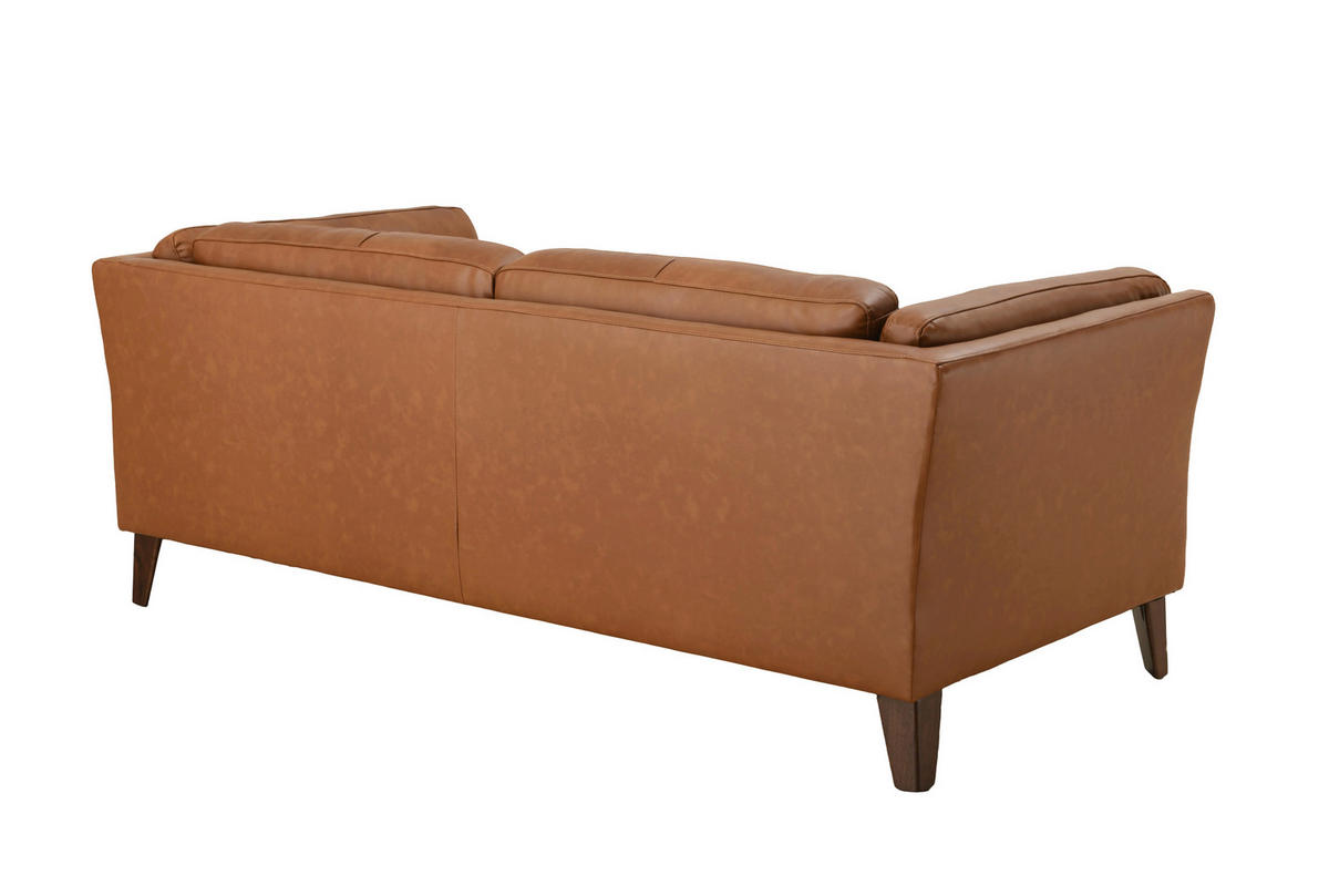 3-SITZER-SOFA SERA Echtleder Lederlook Cognac  - Cognac/Dunkelbraun, Design, Leder/Holz (190/72/88cm) - Livetastic