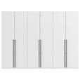DREHTÜRENSCHRANK 301/223/61 cm,  in Weiß, 6-türig  - Schwarz/Weiß, Basics, Holzwerkstoff/Metall (301/223/61cm) - Novel