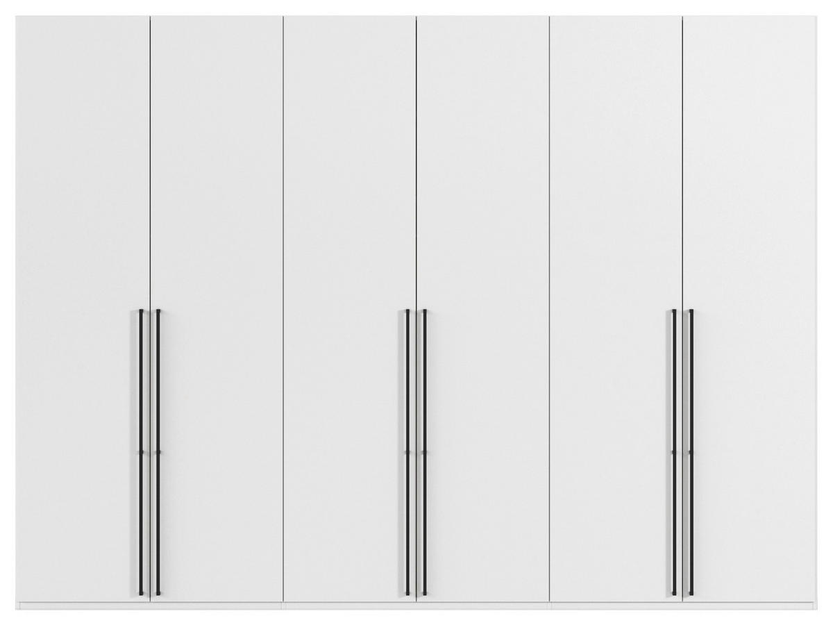 DREHTÜRENSCHRANK 301/235/61 cm,  in Weiß, 6-türig  - Schwarz/Weiß, Basics, Holzwerkstoff/Metall (301/235/61cm) - Novel