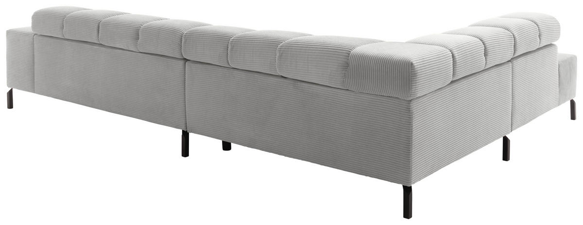 ECKSOFA in Cord Grau  - Schwarz/Grau, Design, Textil/Metall (216/321cm) - Hom`in