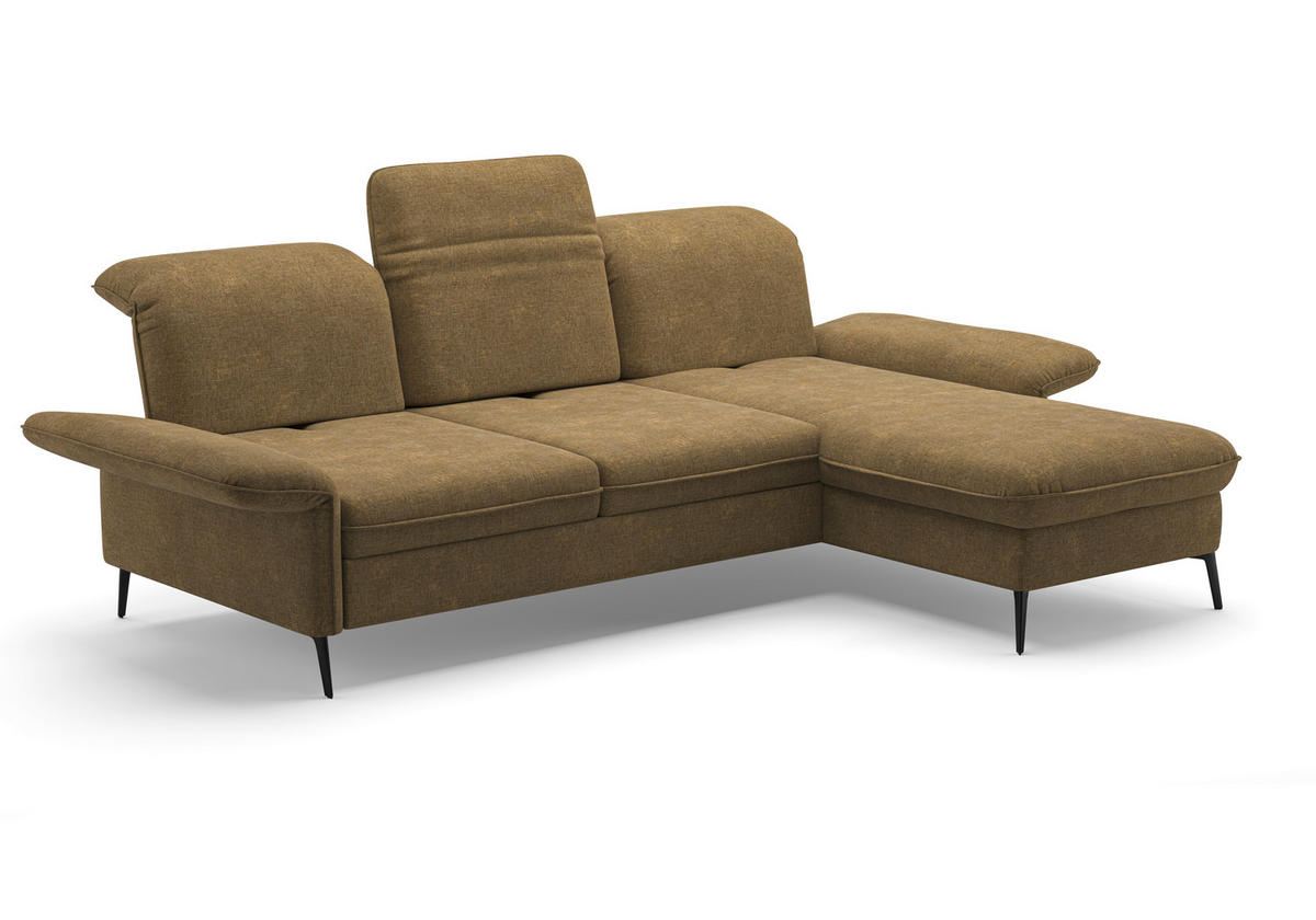 ECKSOFA in Flachgewebe Olivgrün  - Schwarz/Olivgrün, Konventionell, Textil/Metall (264/198cm) - Sit & More
