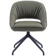 ARMLEHNSTUHL  Sitzfläche 360° drehbar, automatische Rückholfunktion  Echtleder  - Schwarz/Graugrün, Design, Leder/Metall (61/81/66cm) - Dieter Knoll