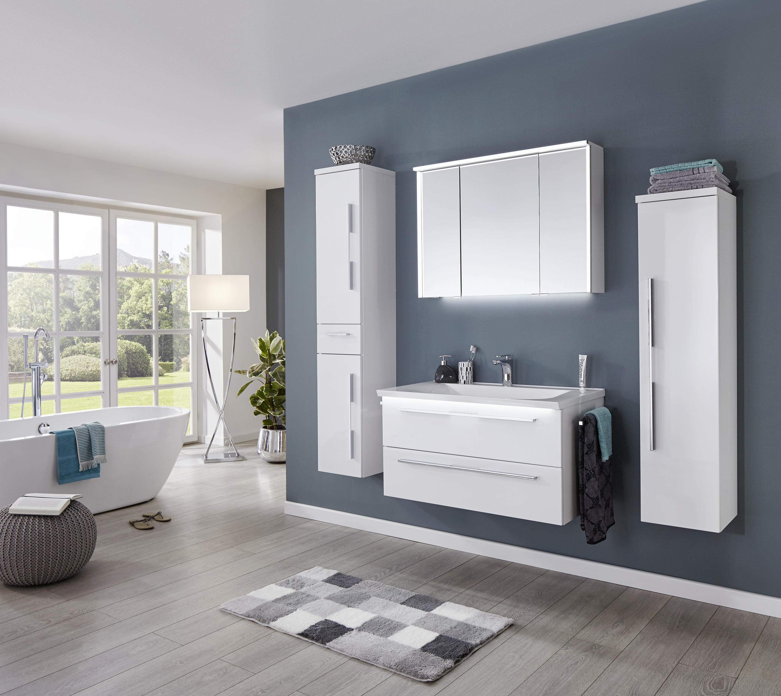 BADEZIMMER  in 90 cm  - Weiß, KONVENTIONELL, Holzwerkstoff/Stein (90cm) - Dieter Knoll