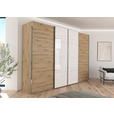 SCHWEBETÜRENSCHRANK 316/223/68 cm 4-türig Weiß, Eiche Artisan  - Chromfarben/Weiß, KONVENTIONELL, Glas/Holzwerkstoff (316/223/68cm) - Novel