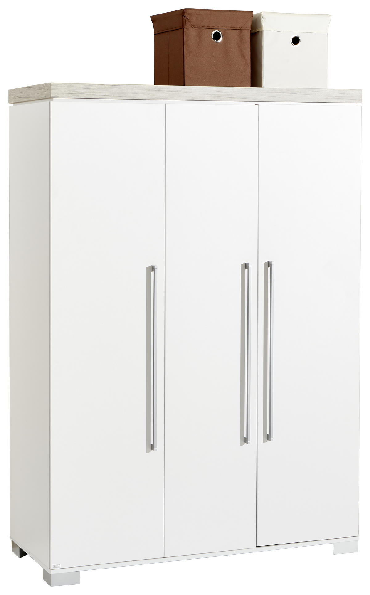 BABYKLEIDERSCHRANK Kira Grau, Weiß, Eichefarben  - Eichefarben/Silberfarben, KONVENTIONELL, Holzwerkstoff/Metall (135,3/193,1/55,6cm) - Paidi