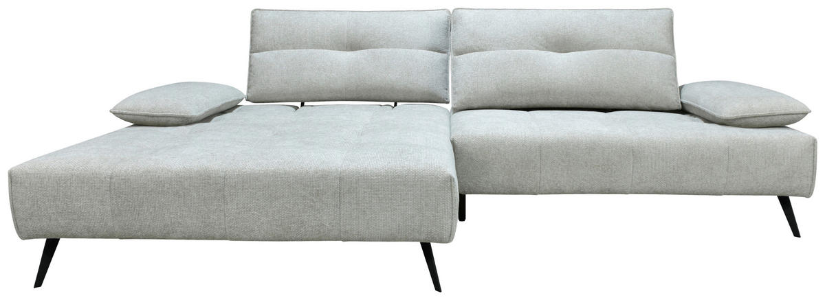 ECKSOFA Ottomane links  Greige Chenille  - Greige/Schwarz, Design, Textil/Metall (188/284cm) - Stylife