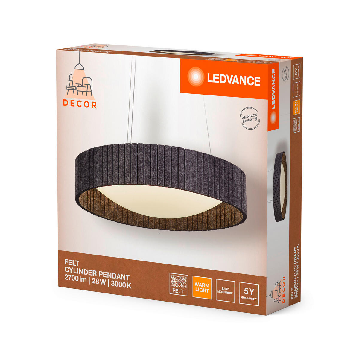 LED-PENDELLEUCHTE 50/150 cm   - Dunkelgrau, Natur, Kunststoff/Textil (50/150cm) - Ledvance