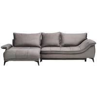 ECKSOFA Grau Velours  - Schwarz/Grau, Design, Textil/Metall (175/304cm) - Stylife