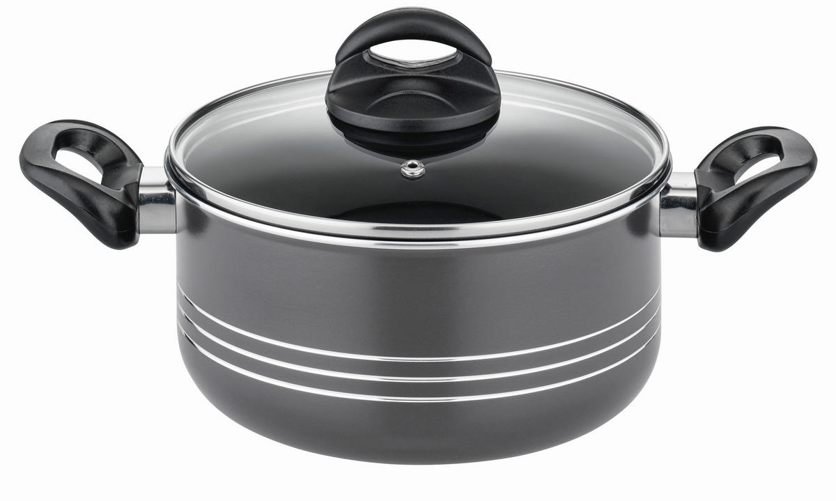 KOCHTOPFSET MILANO GREY 6-teilig  - Grau, Basics, Metall - GSW