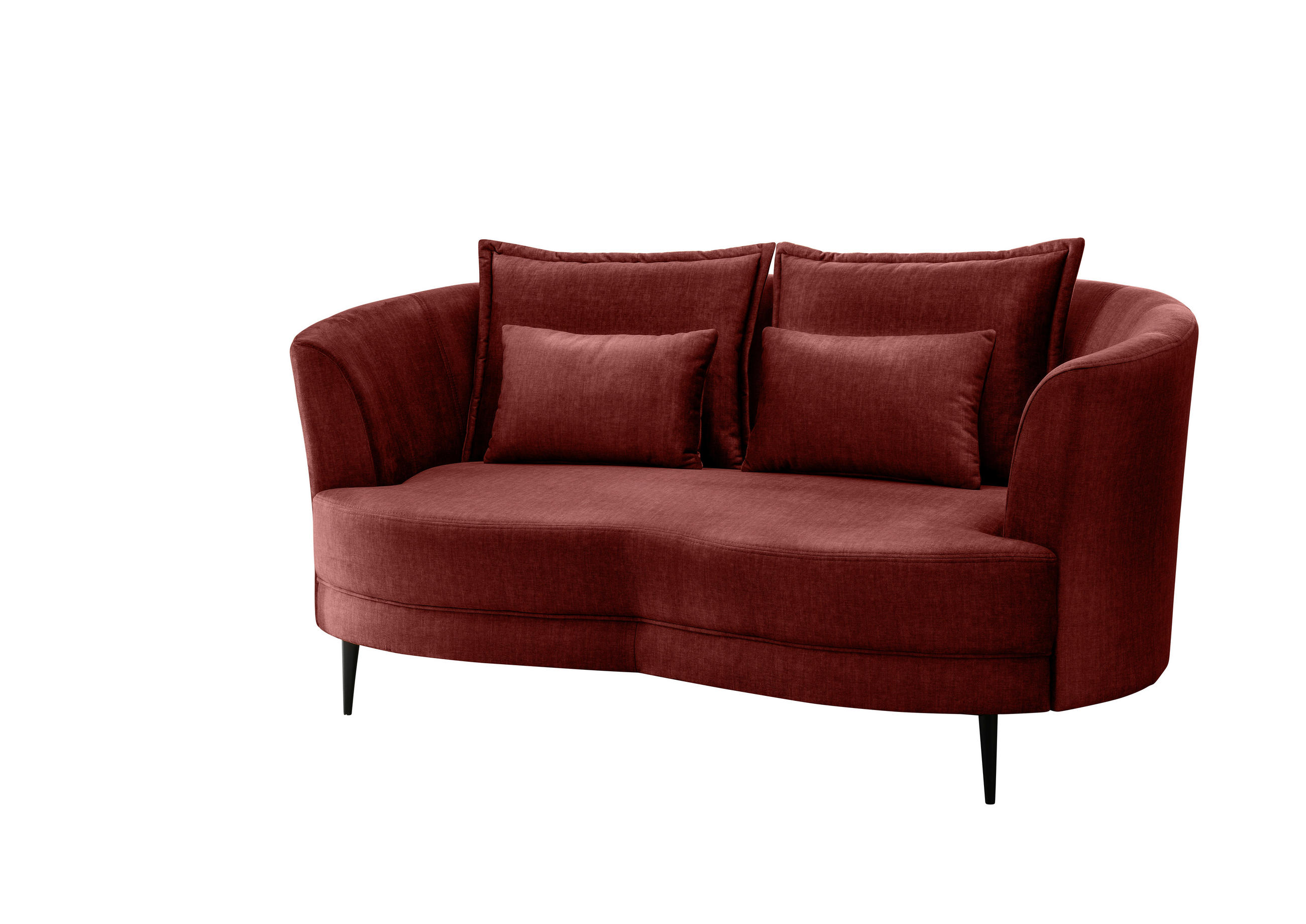 2-SITZER-SOFA Velours Koralle  - Koralle/Schwarz, MODERN, Textil/Metall (179/85/101cm) - Livetastic