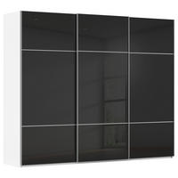 SCHWEBETÜRENSCHRANK Schwarz, Weiss  - Weiss/Alufarben, Konventionell, Glas/Holzwerkstoff (242/223/68cm) - Novel
