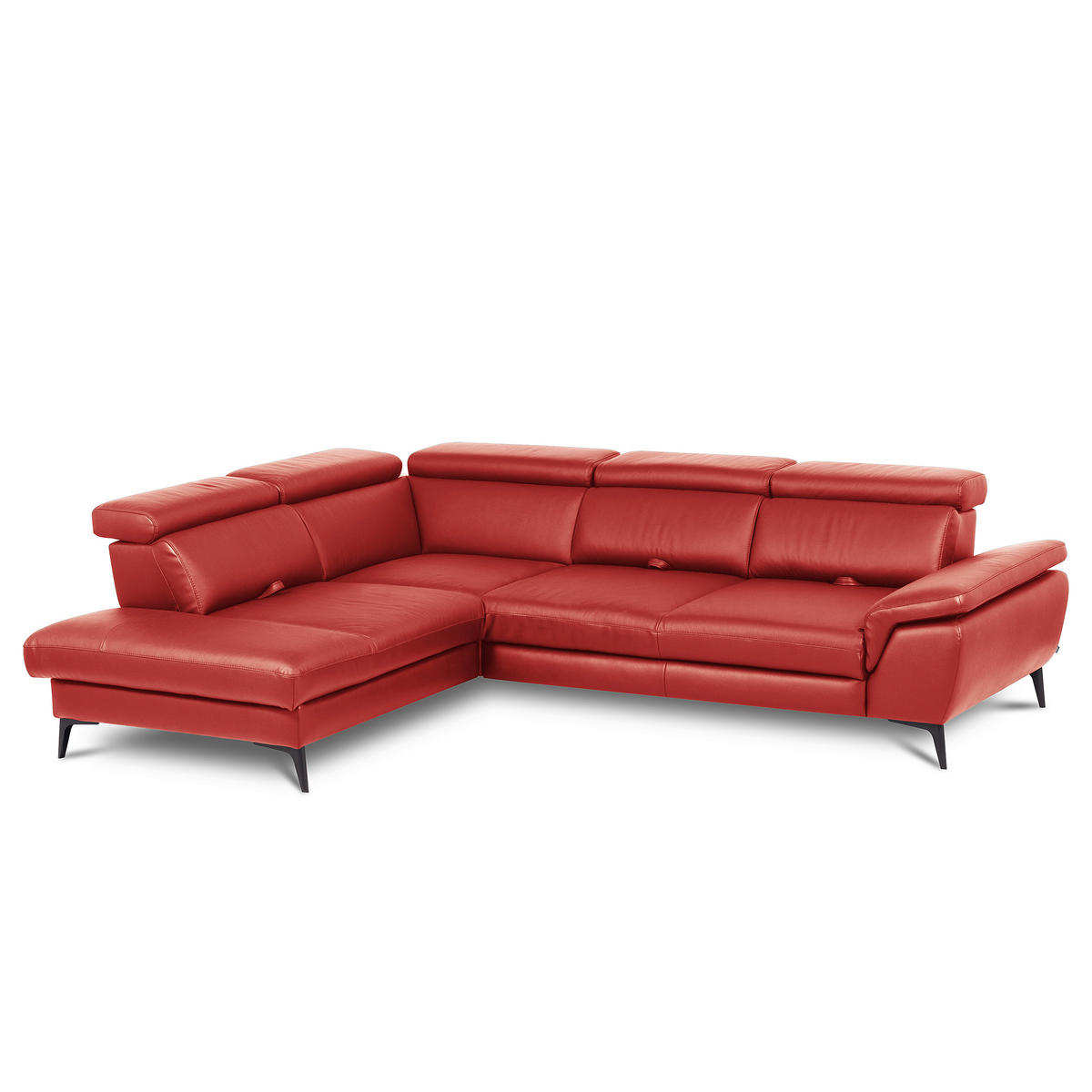 ECKSOFA  in Lederlook Echtleder Rot  220/274 cm  - Rot/Schwarz, Design, Leder/Textil (220/274cm) - Livetastic