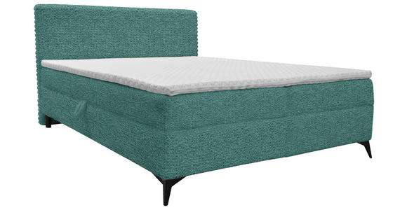 BOXBETT 160/200 cm in Petrol - Petrol/Schwarz, Design, Holz/Holzwerkstoff (160/200cm) - Xora