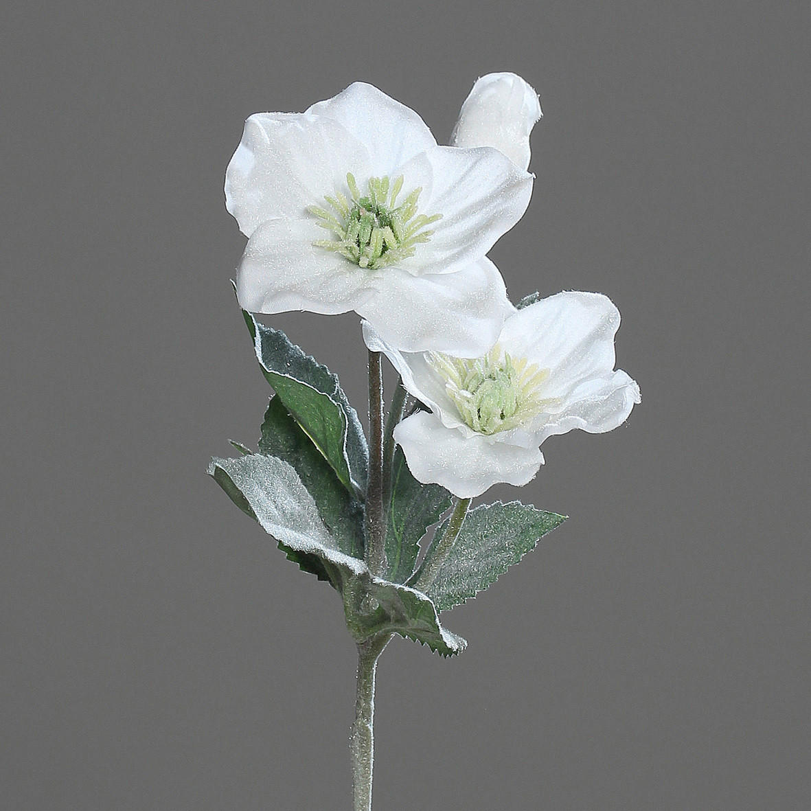 KUNSTBLUME - Weiss/Grün, Basics, Kunststoff/Textil (34cm)