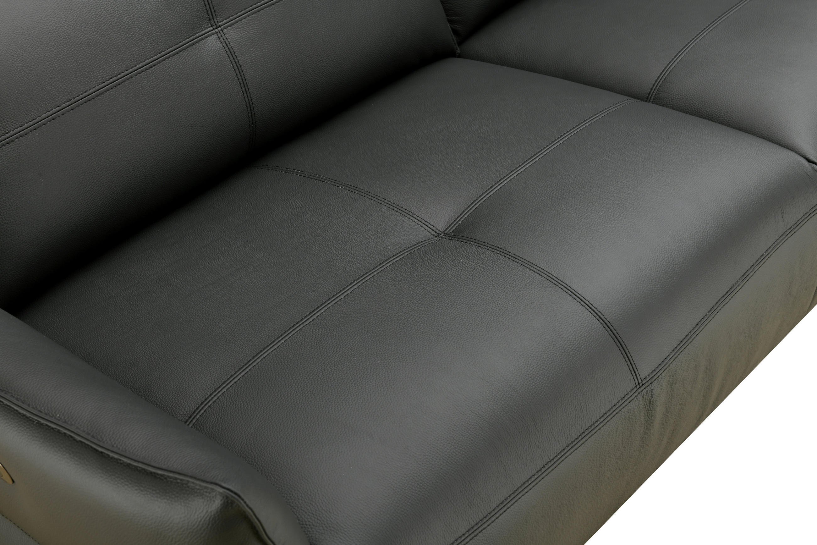 2-SITZER-SOFA Schwarz Echtleder  - Schwarz, Design, Leder/Metall (191/98/101cm) - Novel
