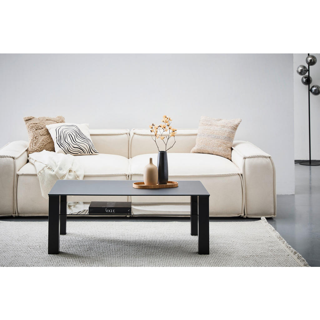 Thumbnail - Novel Couchtisch, Grau, Schwarz, Metall, Glas, rechteckig, eckig, 65x42x115 cm, einfacher Aufbau, Wohnzimmer, Wohnzimmer...